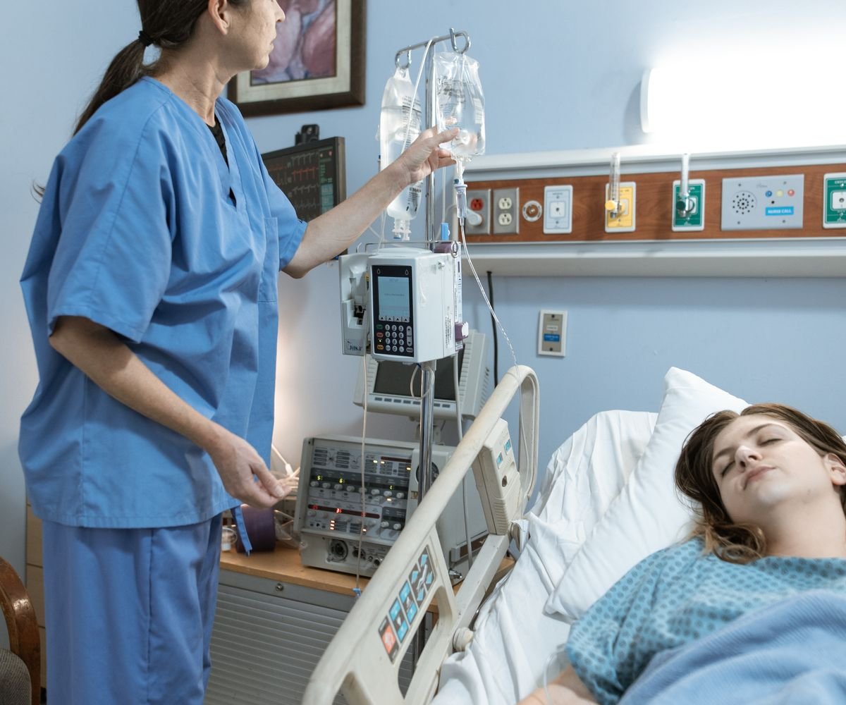 A nurse caring for a patient